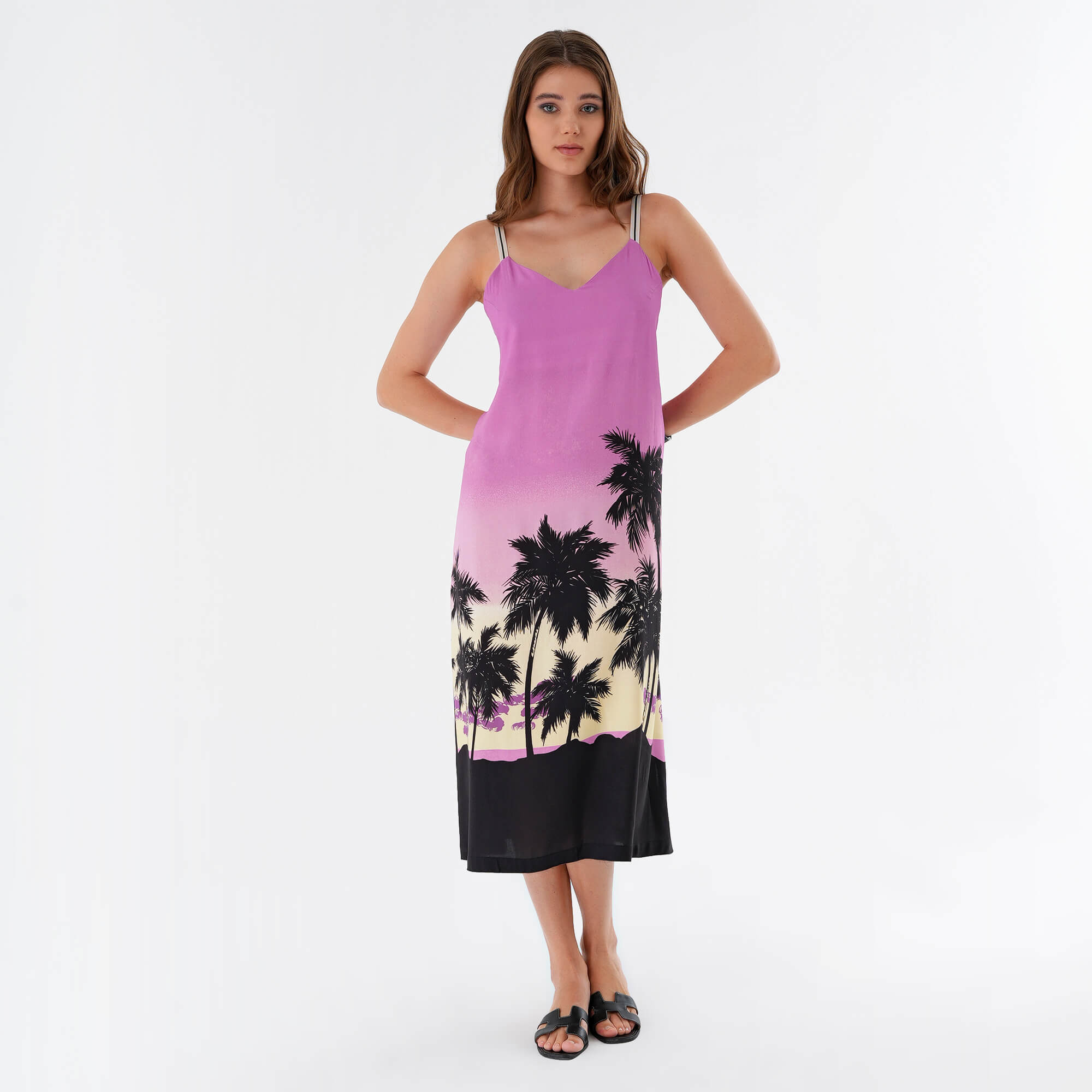 Palm Angels - Multicolor Sunset Print Midi Dress IT44